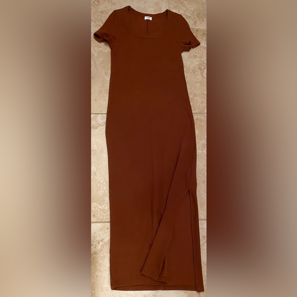 Cotton On ribbed short sleeve tee MIDI Dress in color Vintage Brown - Size M - Picture 12 of 14